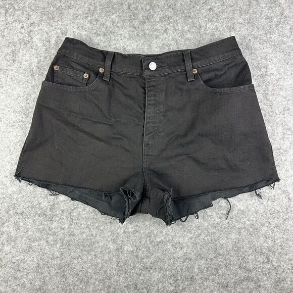 Vintage Levis 550 Jean Shorts Womens 12 MIS Black Relaxed Cut Off Bootie Jorts - Picture 1 of 10